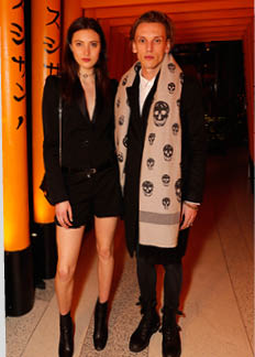 LONDON, ENGLAND - FEBRUARY 28:  Matilda Lowther (L) and Jamie Campbell Bower join SUSHISAMBA and Cool Earth to celebrate SAMBAZONIA at SUSHISAMBA on February 28, 2017 in London, England   Picture Credit: Dave Benett